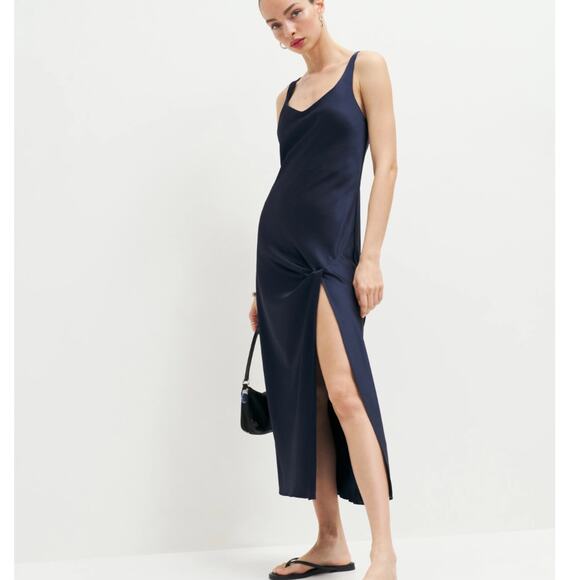 NWT Reformation Bevini High Slit Midi Dress Sleeveless V-Neck Danube sz M - Picture 1 of 9